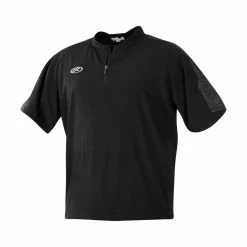 Rawlings Launch Short Sleeve Youth Boy's Cage Batting Practice Jacket (Black)