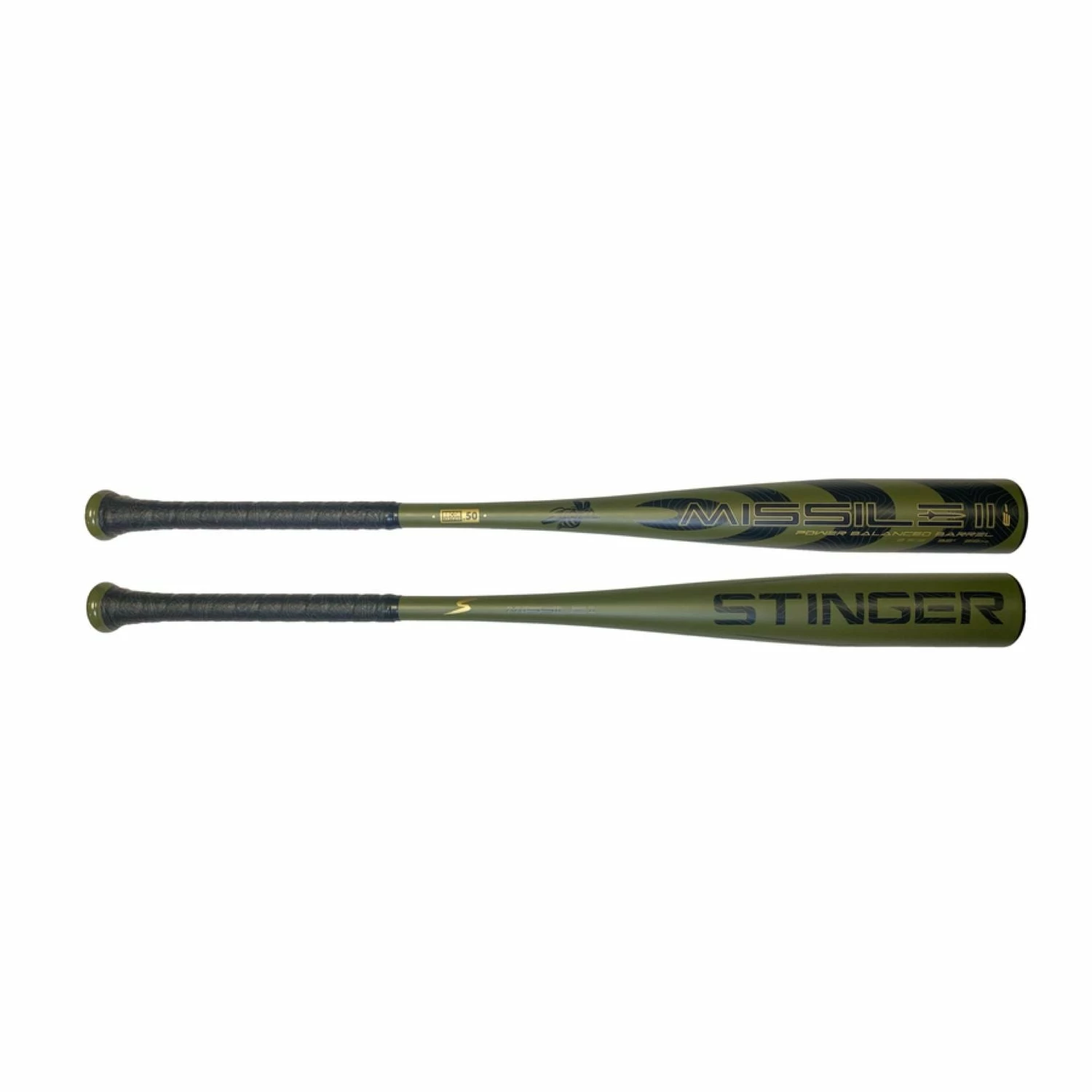 Stinger Missile 2 BBCOR 2022 2 5/8" Baseball Bat Drop -3 Matte (Military Green/Black/Gold Accents) 3 Stinger Missile 2 BBCOR 2022 2 5/8" Baseball Bat Drop -3 Matte (Military Green/Black/Gold Accents) - Image 3