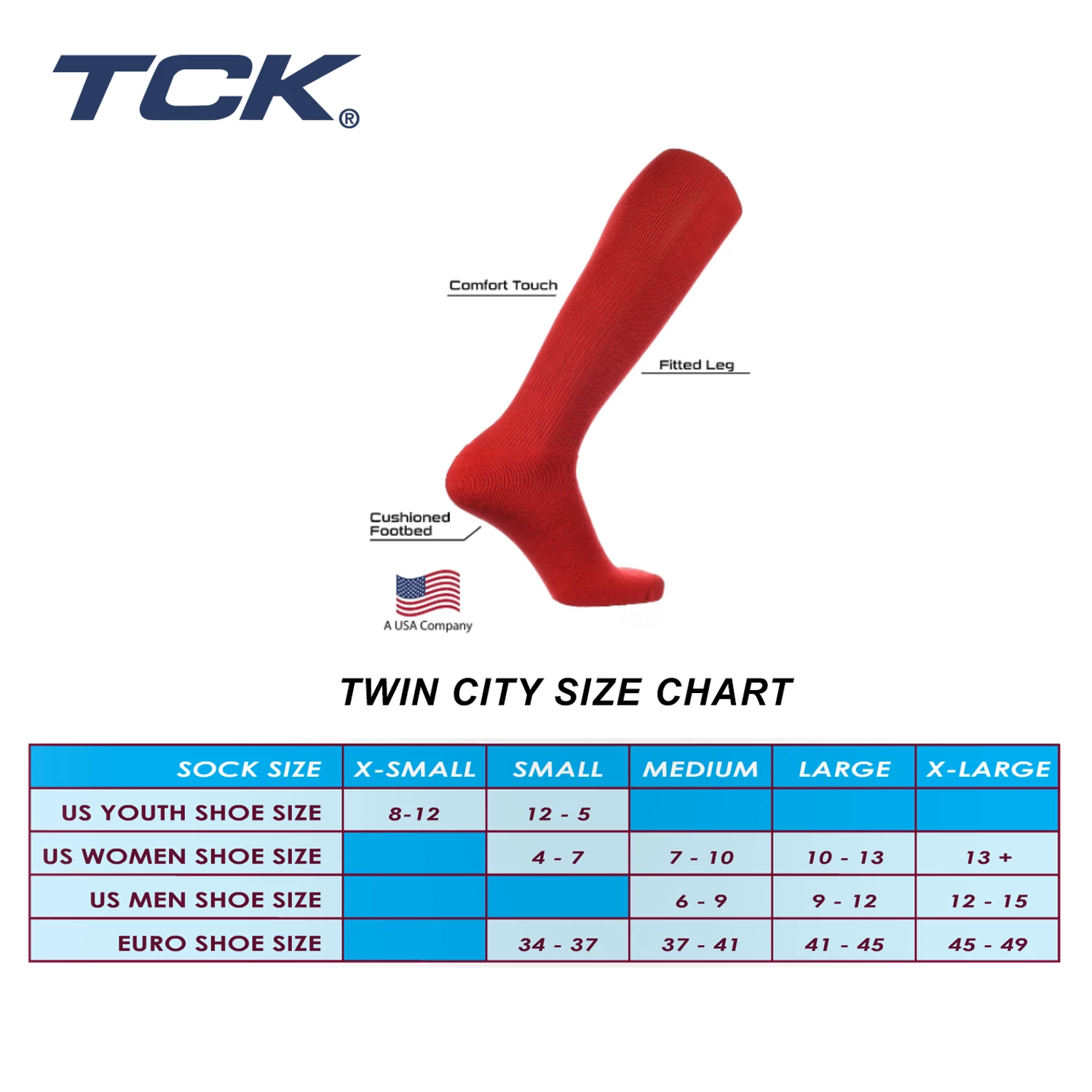 TCK Twin City ALLSPORT Baseball Softball Solid Adult Sock (Red) 5 TCK Twin City ALLSPORT Baseball Softball Solid Adult Sock (Red) - Image 5