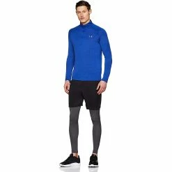 Under Armour Novelty Locker Men's 1/4 Zip Top Shirt (Navy) -Cheap Baseball Bats Store uablue3